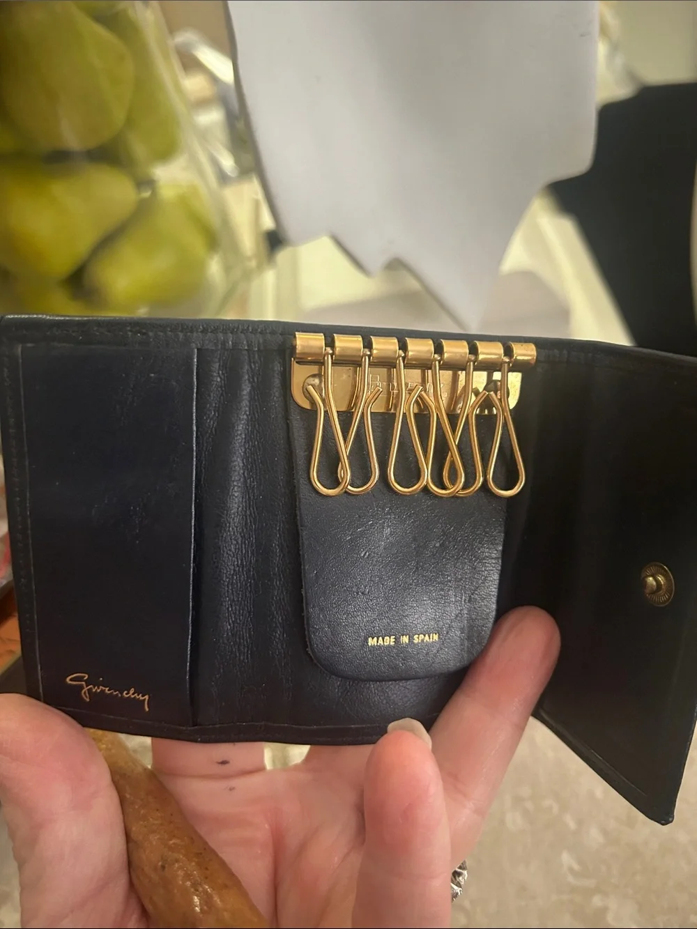Givenchy Beige Canvas with Navy Logo Trifold Card Holder